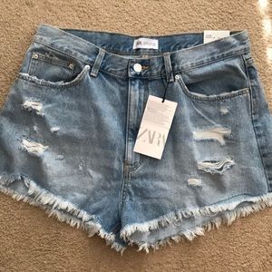 Zara High Waisted Denim Shorts